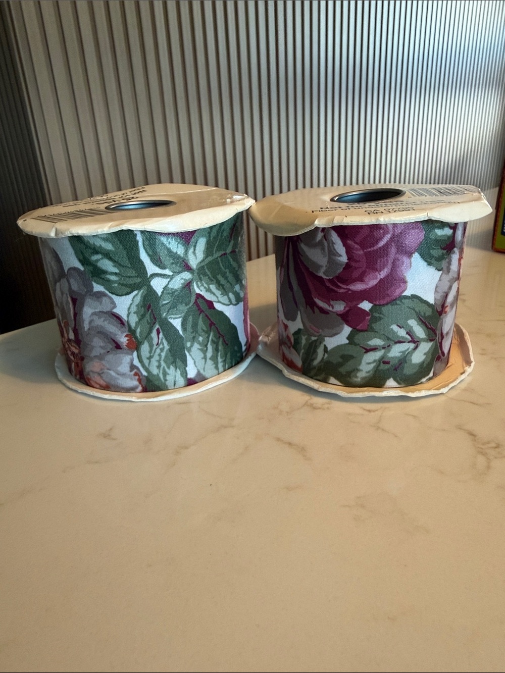 Vintage Offray Floral Craft Ribbon 25 Yd Spools Lot of 2 Rose Cottage 45 Yards